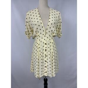 Faithfull the Brand Vanelli Mini Dress Sylve Dot Print Lemon 8 Cream Brown Dot